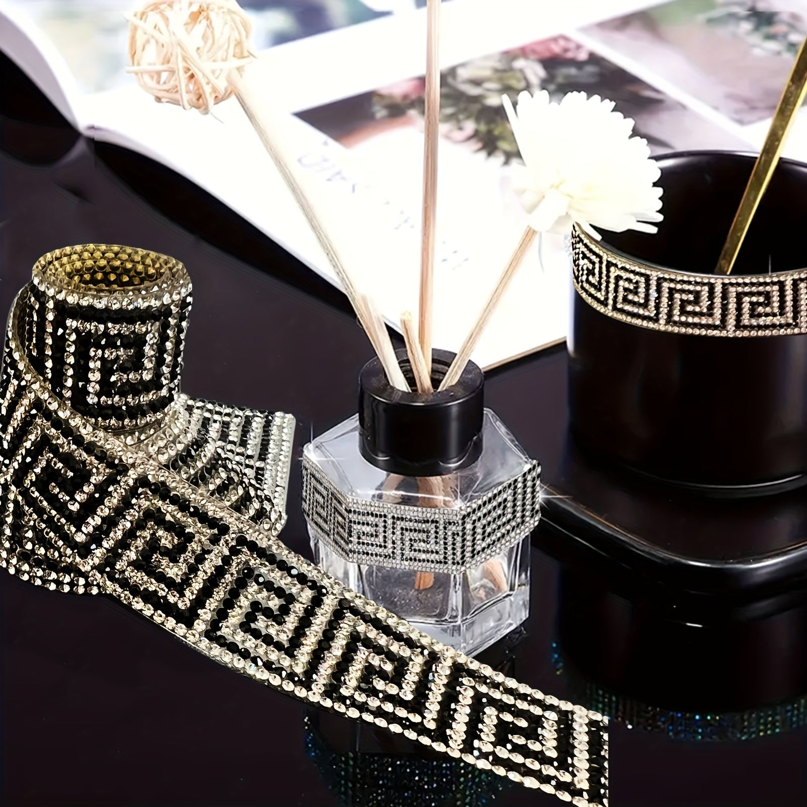 1pc Glass Self-Adhesive Rhinestone Ribbon - Sparkling 2mm Bling Gemstone Sticker Roll for DIY Crafts, Phone, Clothes, Bags, Holiday and Home Decor - Easy to Use, Durable, and Versatile Decoration Accessory