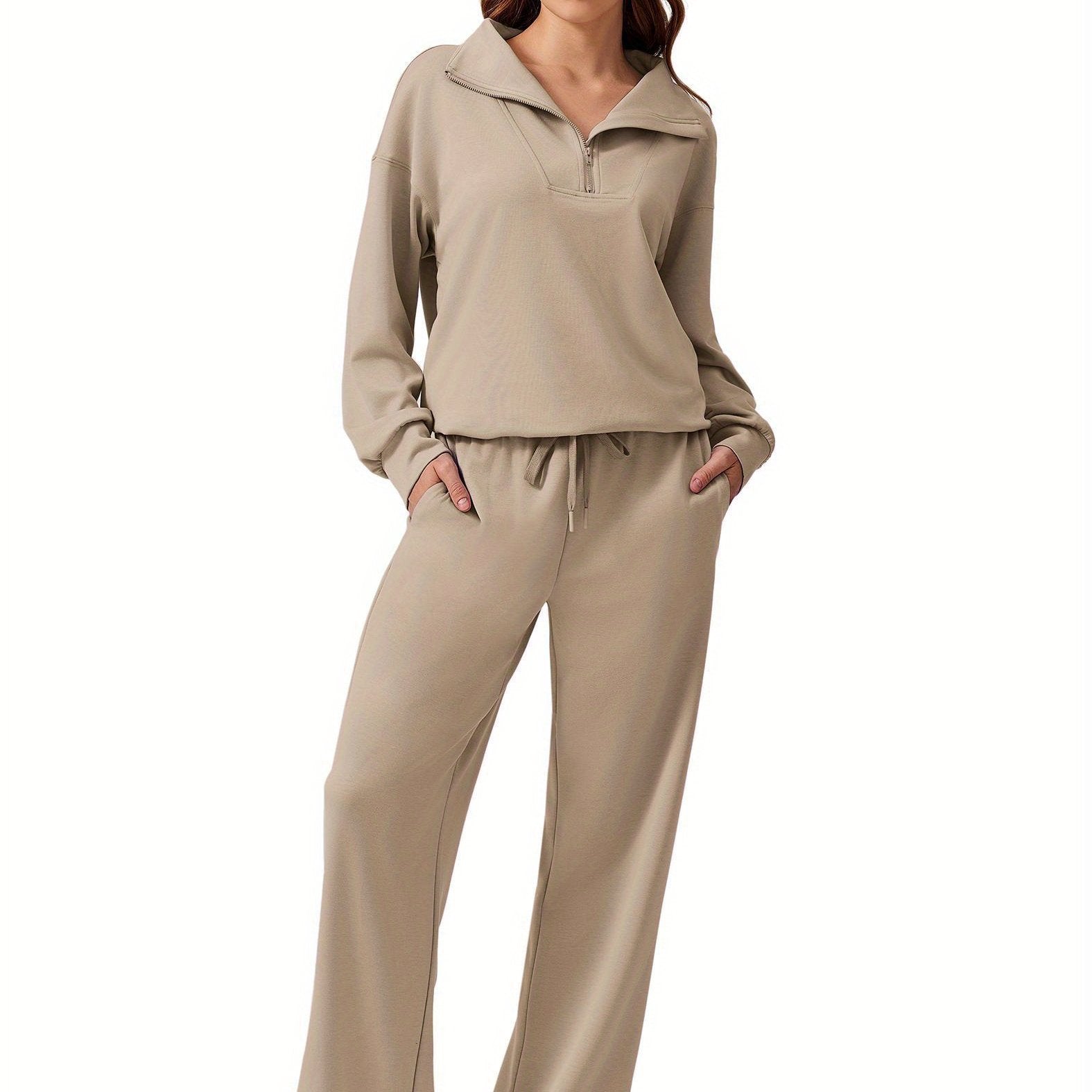 ELESOL 2pcs Sets for Women 2024 Fall Outfits Sweatsuit Oversized Sweatshirt Wide Leg Sweatpants Matching Set Tracksuit