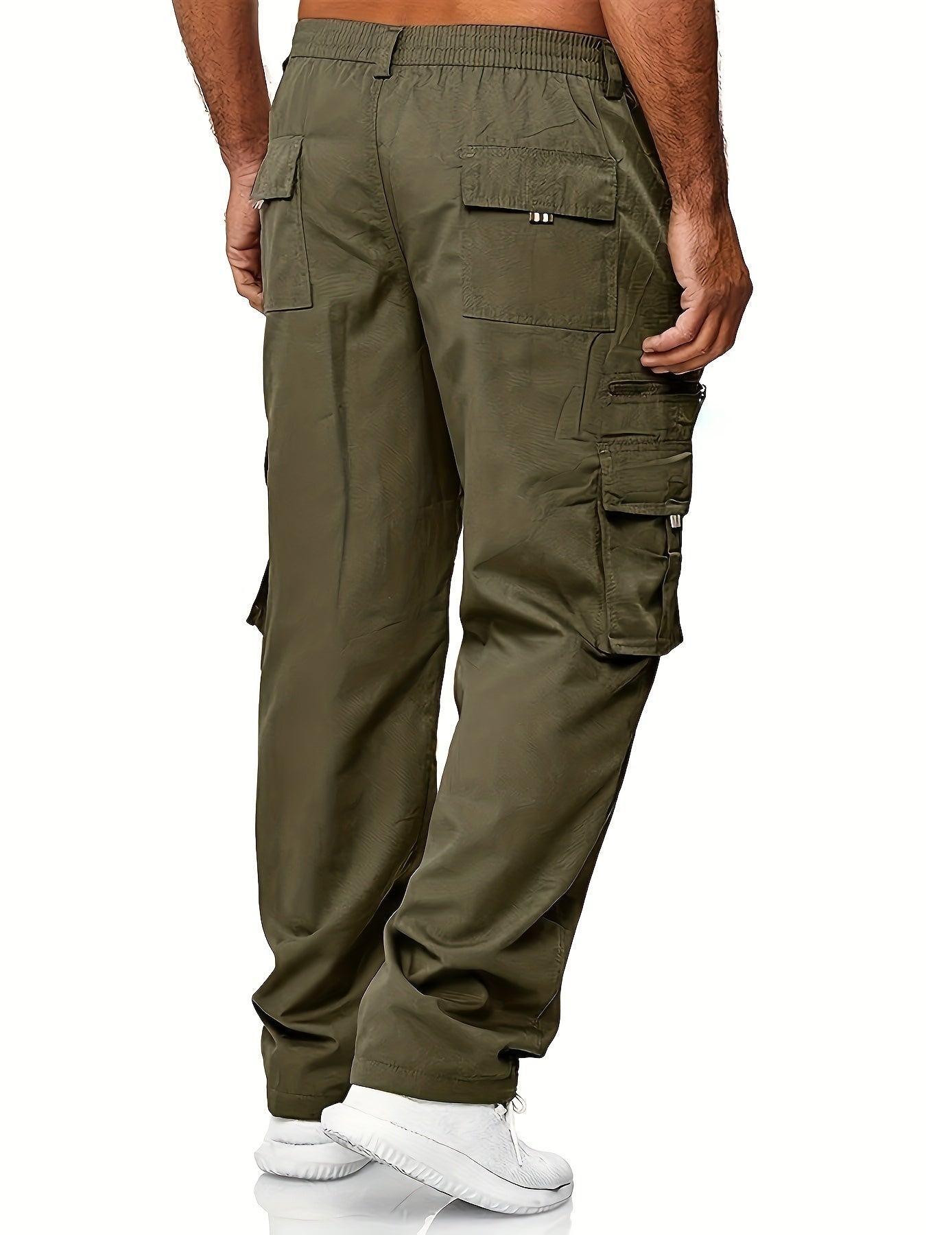 Mens Lightweight Cargo Jogger Pants - Fashionable & Flexible with Secure Flap Pockets - Comfortable Loose Fit for All-Season Casual Wear