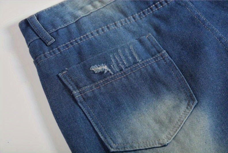 Ripped Avenue Mens Distressed Denim Shorts - Casual Street Style, All-Season Match, Summer Coolness, Comfortable Fit, Trendy Design