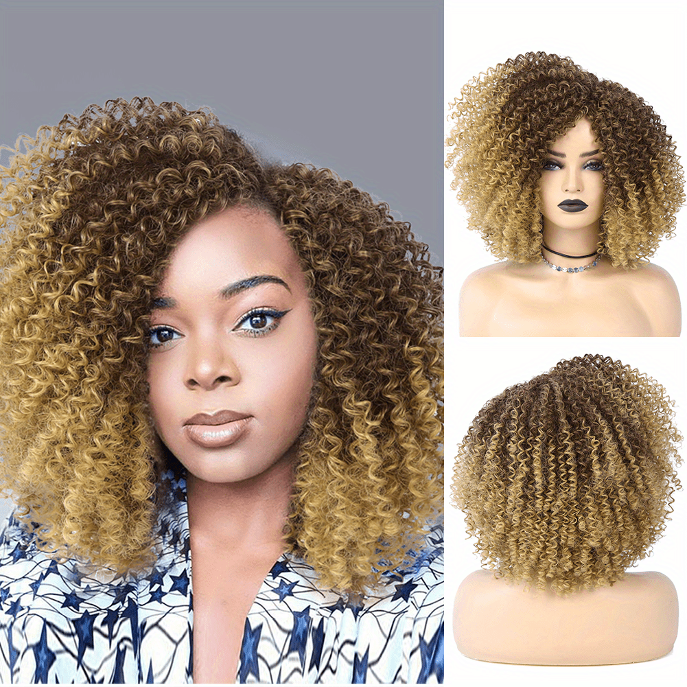 Afro Kinky Curly Wigs Short Afro Kinky Curly Wigs For Women Synthetic Heat Resistant Hair Replacement Wig For Cosplay Party Daily Use