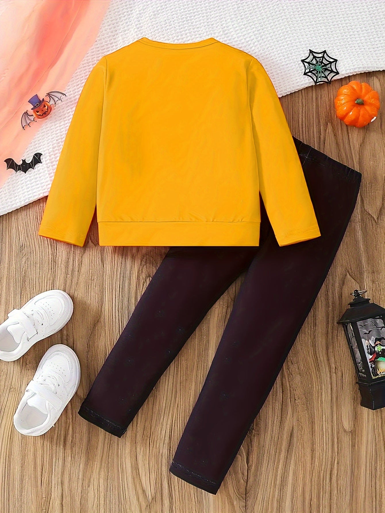 2pcs 2-Piece Fall Vibes Print Sweatshirt Set for Girls: Long Sleeve Top + Pants, Casual Spring & Fall Outfits