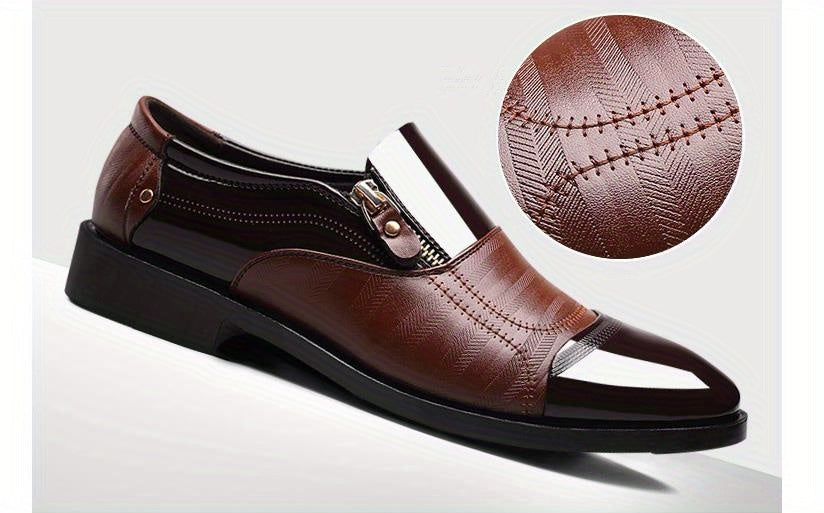 Mens Fashion Zipper Slip-On Shoes - Durable, Anti-Slip & Stylish - Perfect for Business & Casual Wear - Comfortable, Sophisticated Design