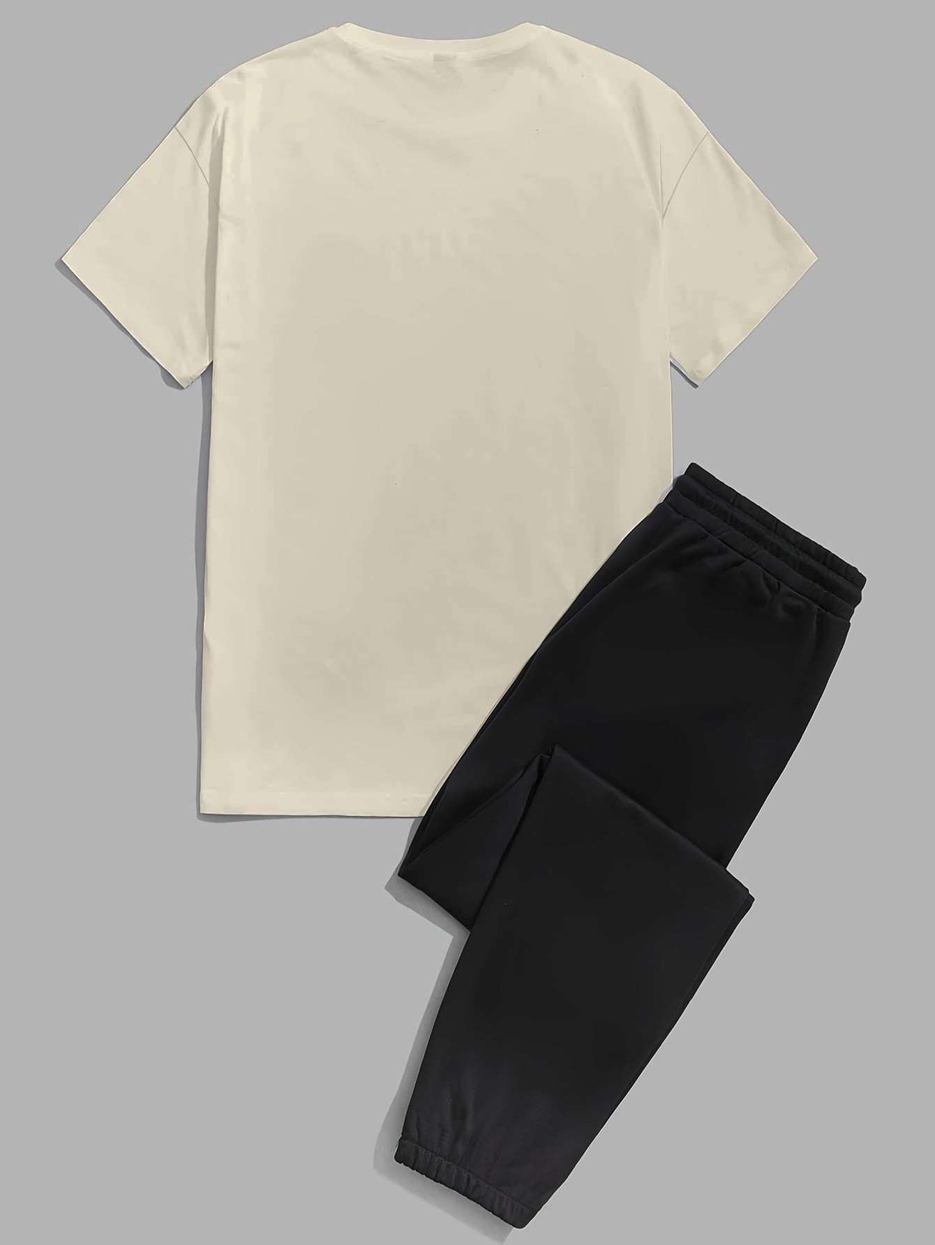 Mens 2 Piece Fashion Outfit Set - Bold Line Pattern Tee & Drawstring Sweatpants - Casual, Comfortable, and Stylish