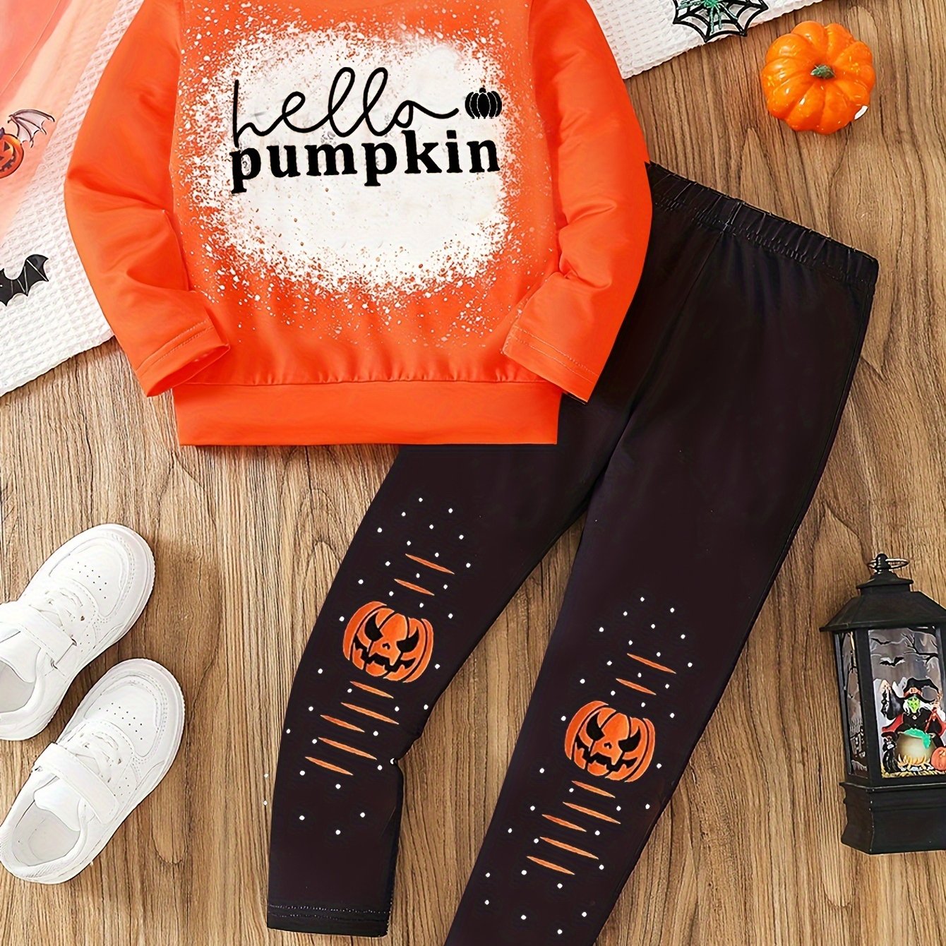 2pcs 2-Piece Fall Vibes Print Sweatshirt Set for Girls: Long Sleeve Top + Pants, Casual Spring & Fall Outfits