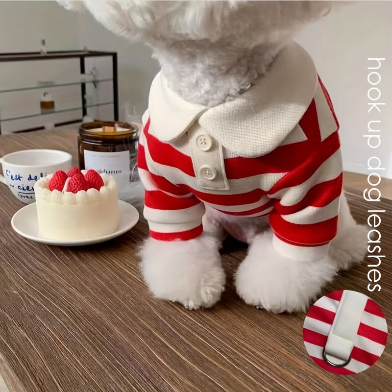 Dog Clothes Cute Shirt - Soft & Breathable Collared T-Shirt Summer Fall Outfits For Small Medium Dogs Cat - Great For Doggy And Kitten, Dog Leash On The Back