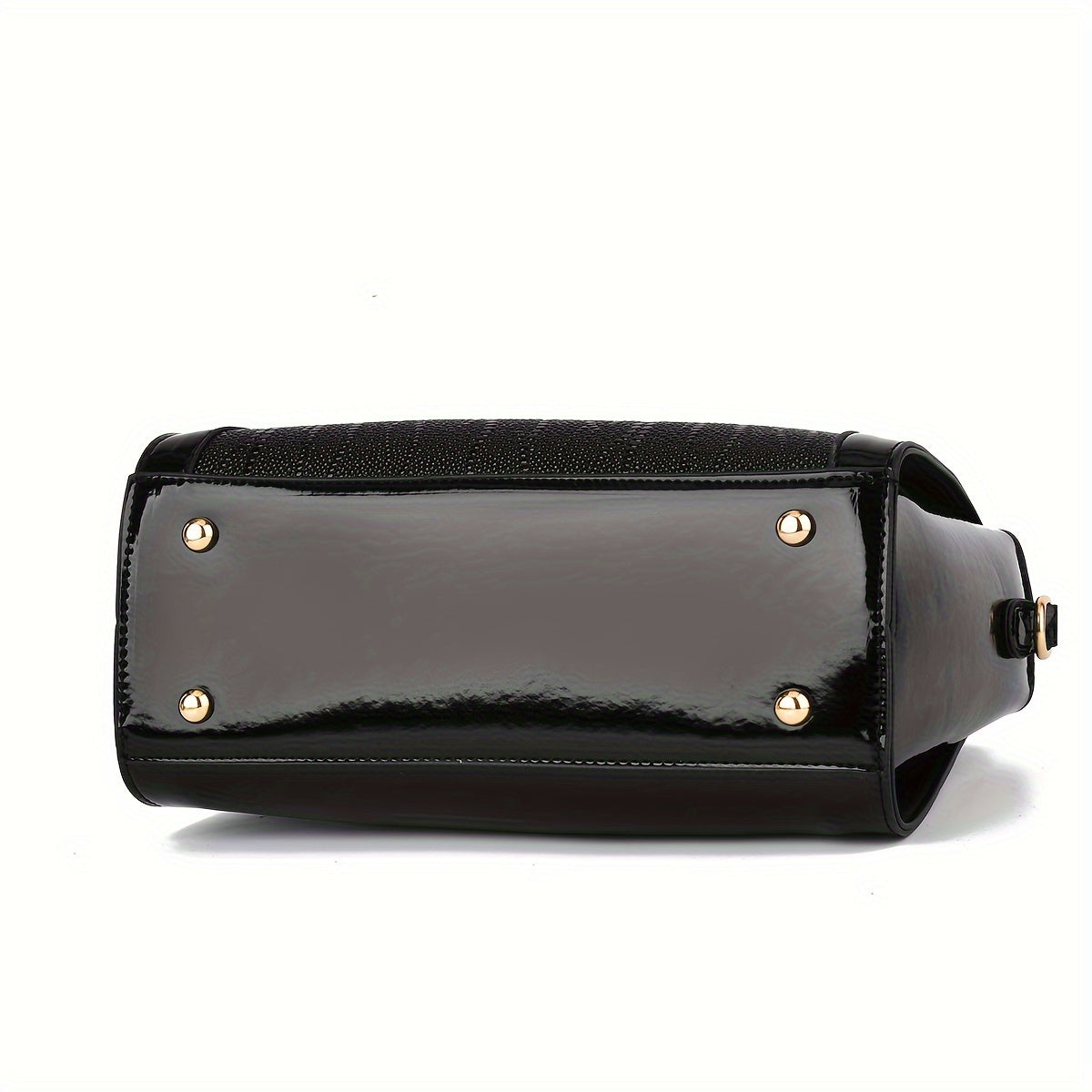 Vintage-Inspired Women'S Handbag Set with Crocodile Pattern - Large Capacity Tote and Crossbody Bags, Black, Golden Zipper Accents, Polyester Lined, Zippered Closure