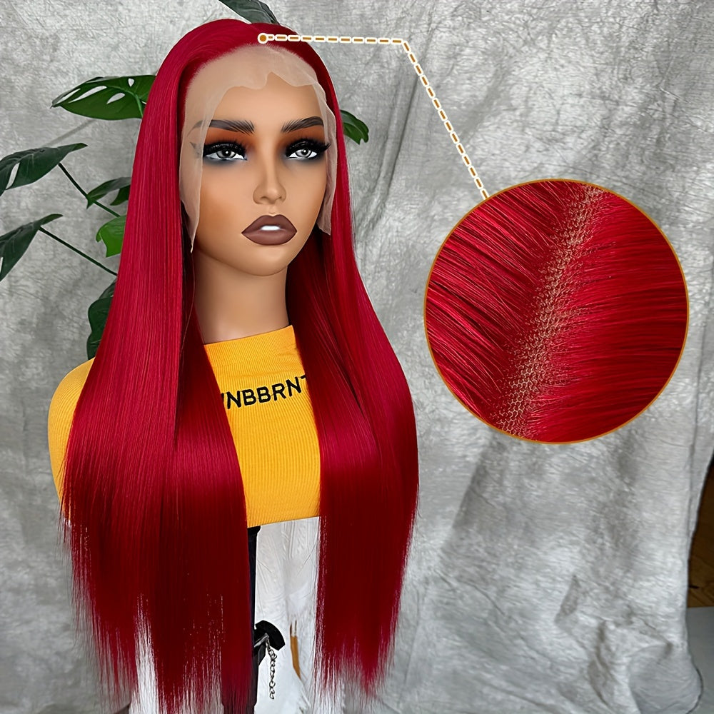 Synthetic 13x6 Lace Front Wigs 180 Density HD Lace Frontal Wigs For Women Long Straight Wigs Straight Hair Heat Resistant Fiber Hair Synthetic Lace Front Wigs 28inch