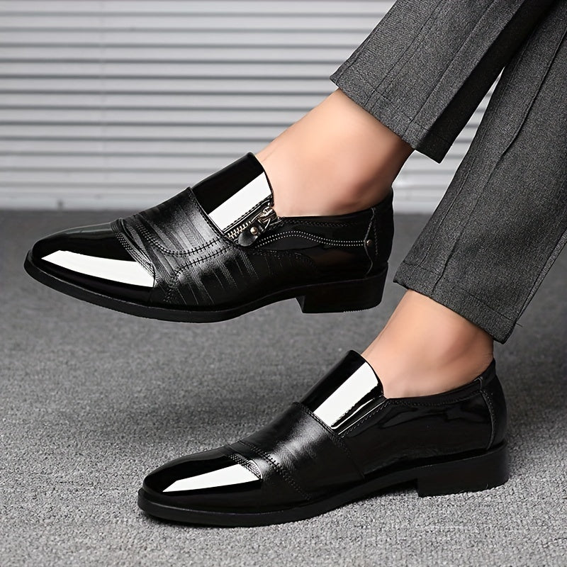 Mens Fashion Zipper Slip-On Shoes - Durable, Anti-Slip & Stylish - Perfect for Business & Casual Wear - Comfortable, Sophisticated Design