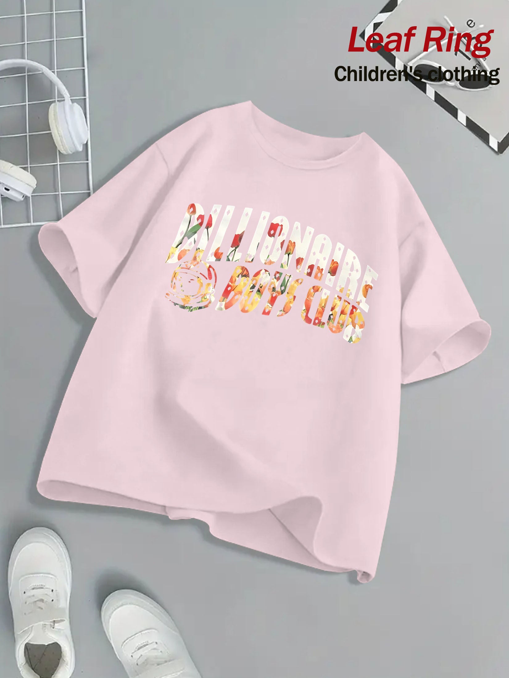 Billionaire Boys Club Floral Print T-Shirt - Bright Yellow, Kids' Summer Essential, 100% Cotton, Loose Fit, Casual Crew Neck, Short Sleeve, Machine Washable, Children's Playwear | Vibrant Kids Fashion | Breathable Fabric, Twe