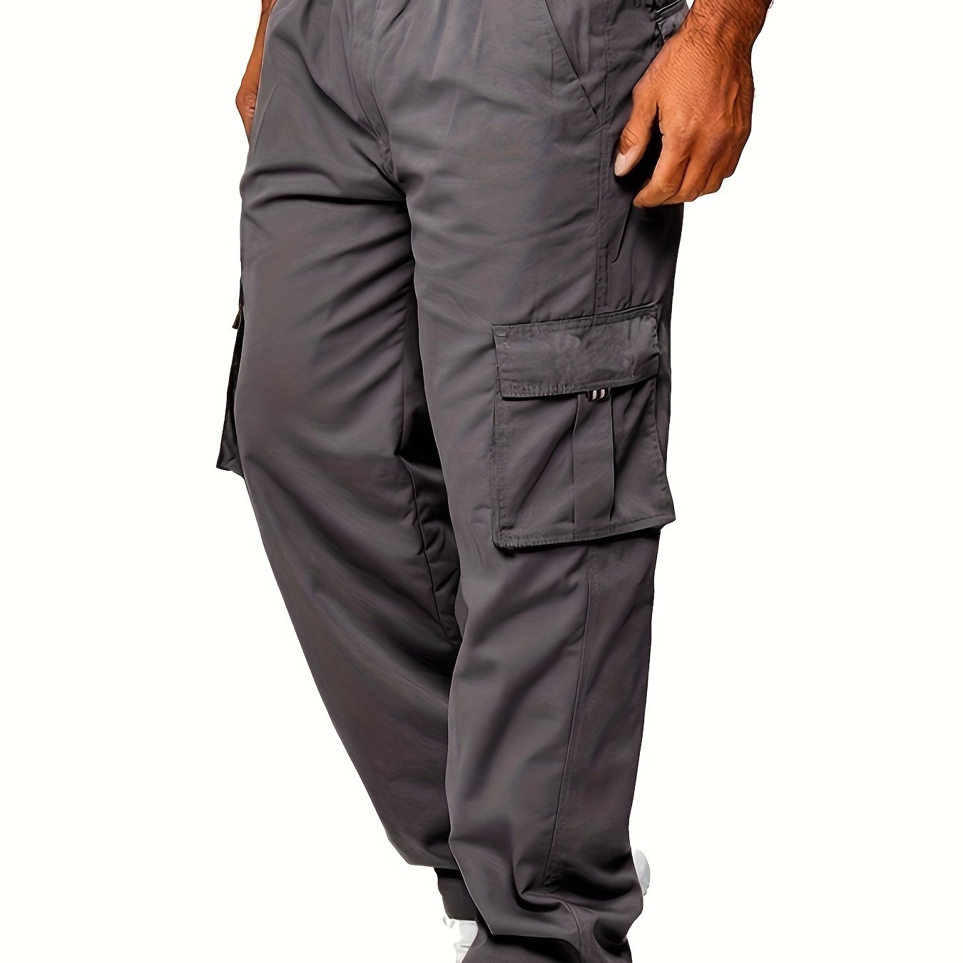 Mens Lightweight Cargo Jogger Pants - Fashionable & Flexible with Secure Flap Pockets - Comfortable Loose Fit for All-Season Casual Wear