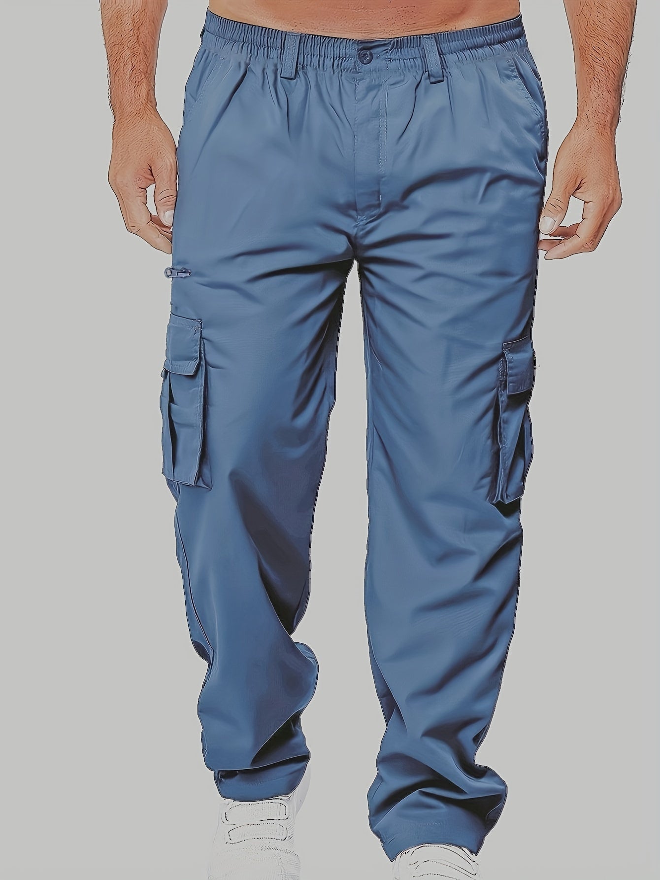 Mens Lightweight Cargo Jogger Pants - Fashionable & Flexible with Secure Flap Pockets - Comfortable Loose Fit for All-Season Casual Wear