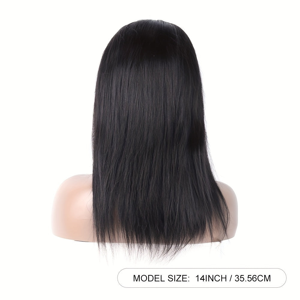 Straight Human Hair Wigs With Bangs Brazilian Put On And Go None Lace Front Wigs For Women Glueless Full Machine Made Wigs 150% Density Natural Color