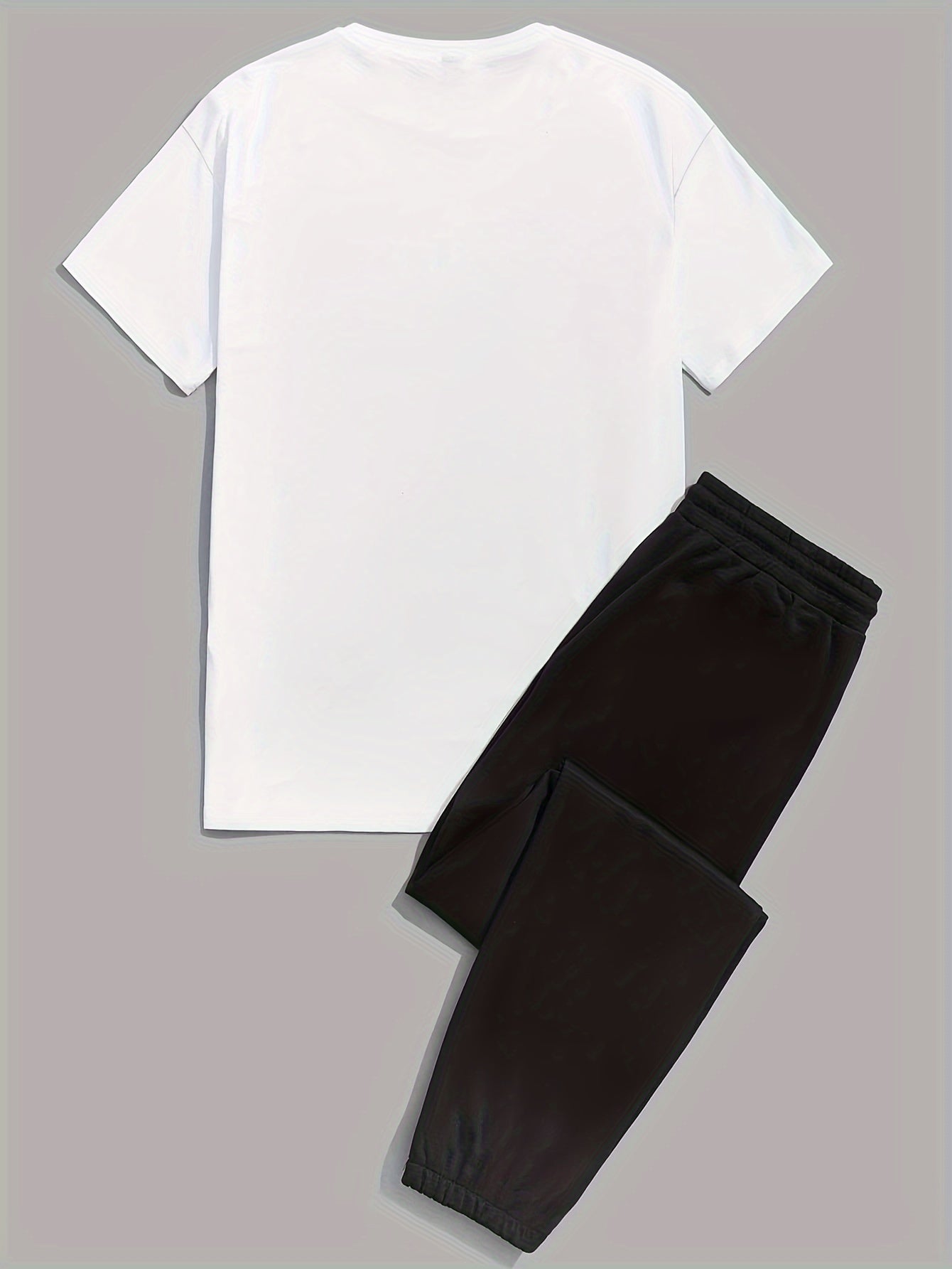 Mens 2 Piece Fashion Outfit Set - Bold Line Pattern Tee & Drawstring Sweatpants - Casual, Comfortable, and Stylish