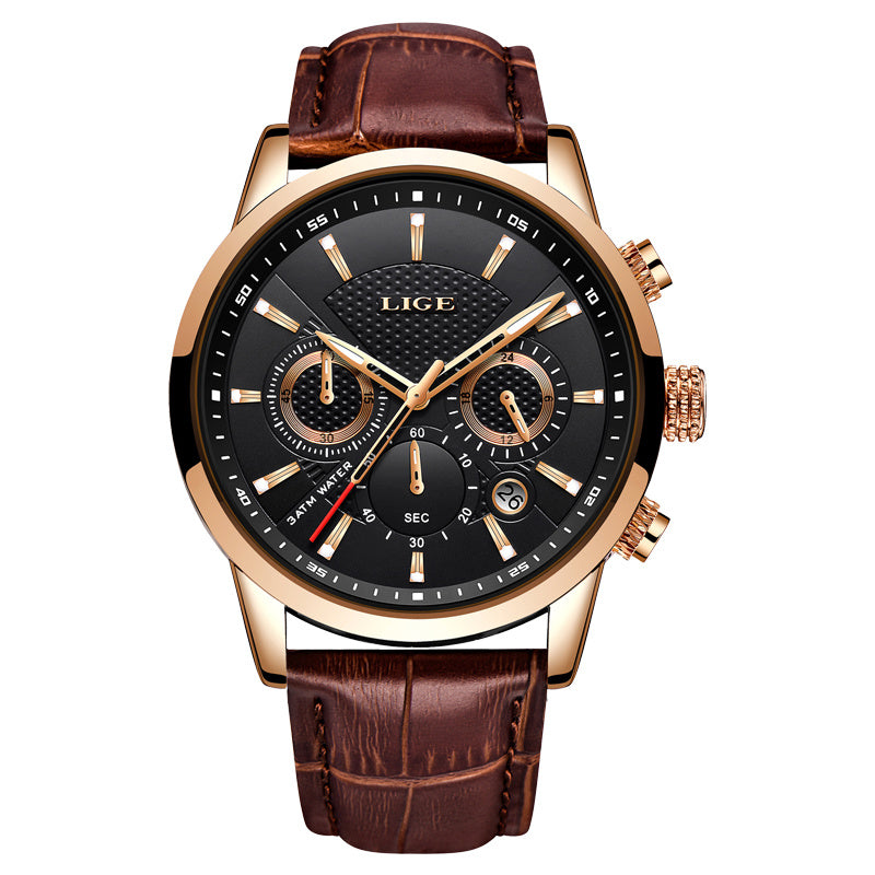 Watches Mens 2022 LIGE Top Brand Luxury Casual Leather Quartz Men's Watch Business Clock Male Sport Date Chronograph