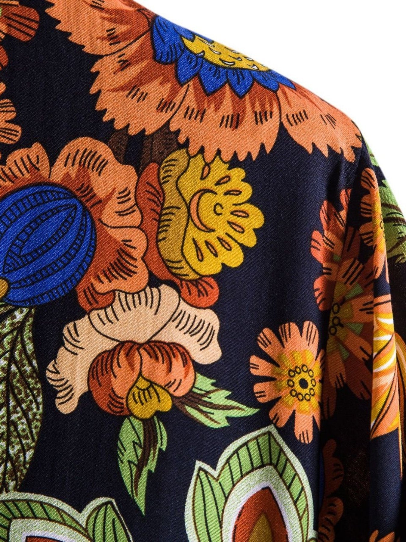 Stylish Mens Floral Short Sleeve Shirt - Breathable Cotton Blend, Relaxed Fit, Lapel Collar, Button Front, Hand Washable - Perfect for Casual Summer Outings