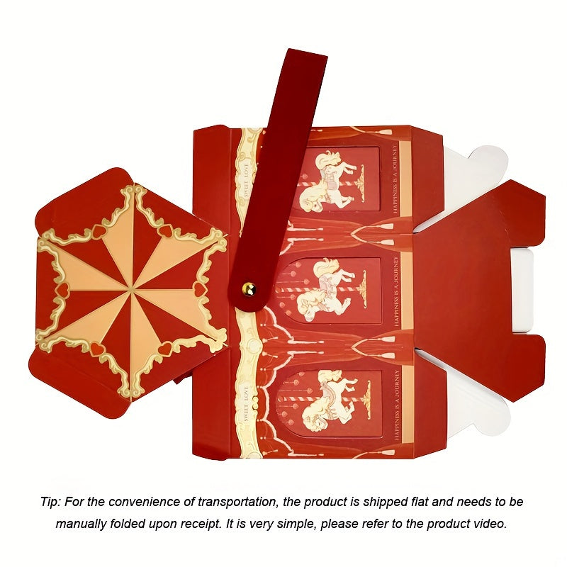 10pcs, Carousel Candy Gift Boxes Packaging Wedding Birthday Party Favor Bags Baby Shower Christmas Present Case Supplies