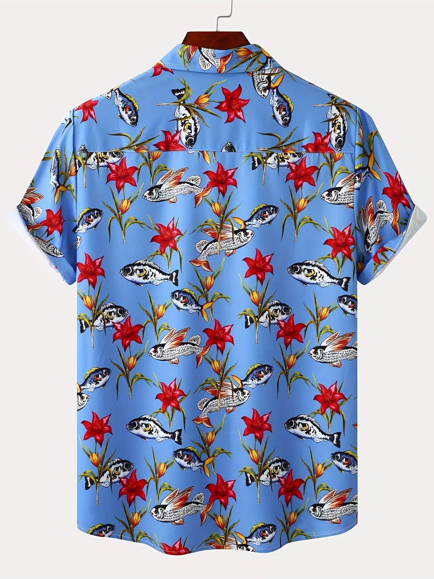 Mens Palm Tree & Lobster Paradise Short Sleeve Hawaiian Shirt - Lightweight, Comfortable, Perfect for Summer Beach Vacations