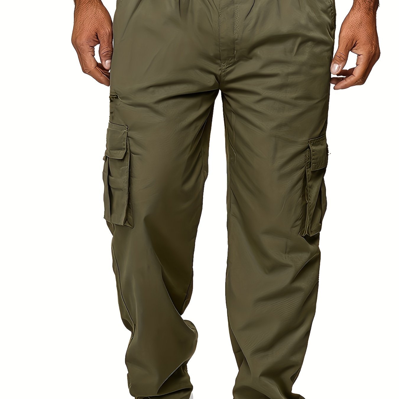 Mens Lightweight Cargo Jogger Pants - Fashionable & Flexible with Secure Flap Pockets - Comfortable Loose Fit for All-Season Casual Wear