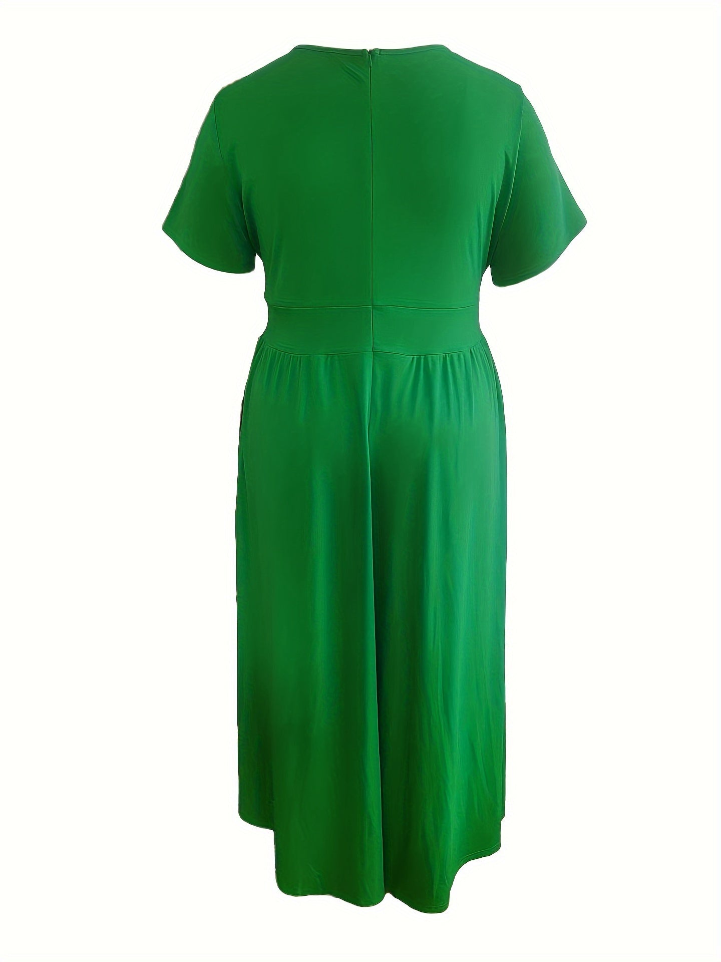 [Elegant Maxi Dress] Elegant Plus Size Solid Maxi Dress | Women's Medium Stretch Long Dress